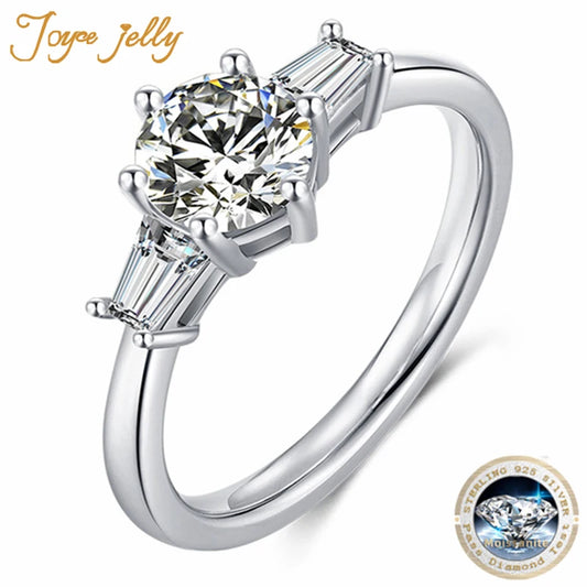 Joycejelly Excellent Cut VVS1 Diamond D Color 1 ct Moissanite Ring 925 Sterling Silver Pass Diamond Test fine jewelry gift