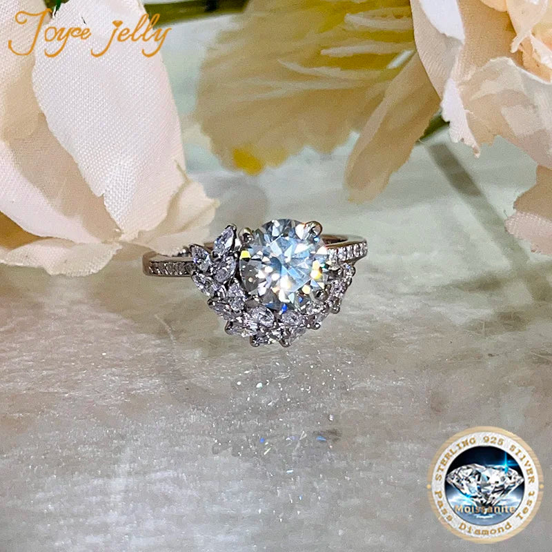 JoyceJelly 2ct Moissanite Rings For Charm Lady With Original GRA Certificate 925 Jewelry Engagement Promise Wedding Band Jewelry