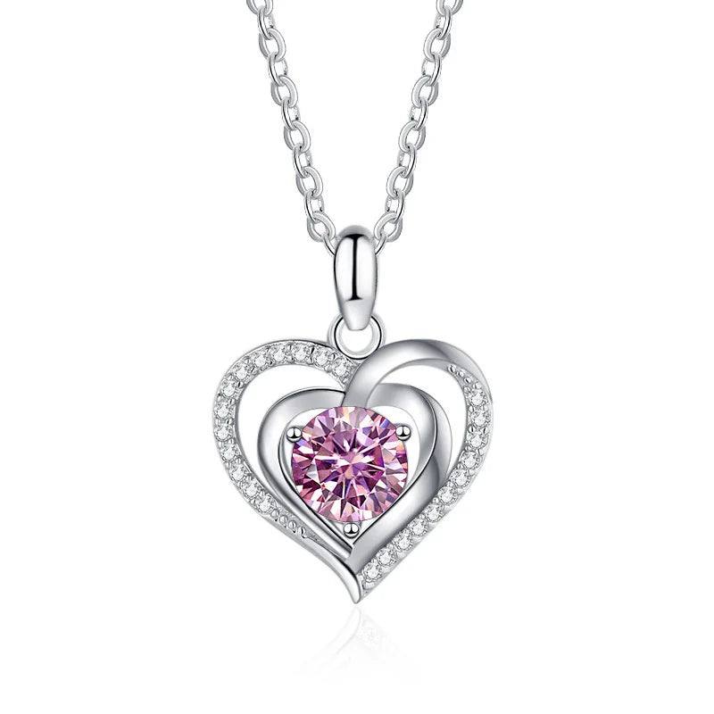 JoyceJelly Sterling Silver 925 Necklace For Women Fashion Luxury Jewelry Heart Shaped Pendant Romantic Anniversary Dating Gift