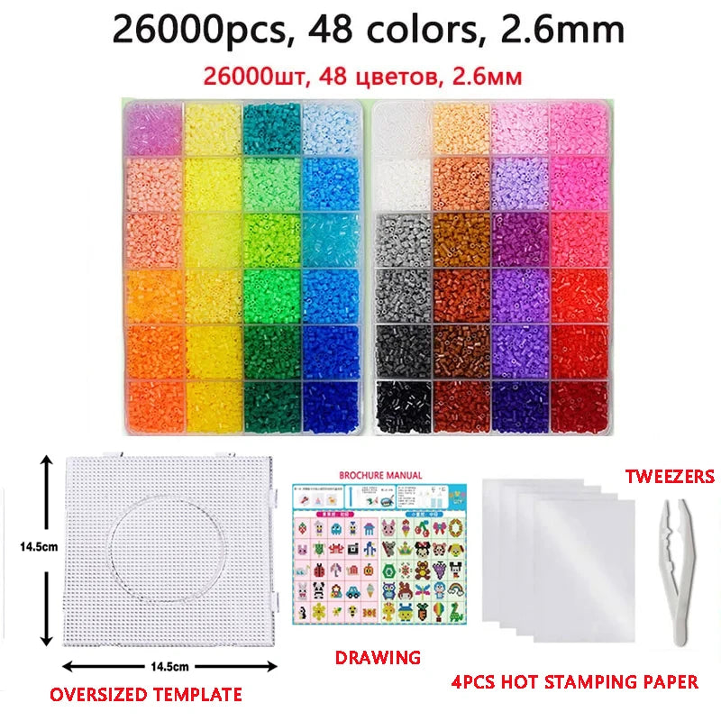 72Colors 5mm /2.6mm Set Melting Beads Pixel Art Puzzle Hama Beads Diy 3D Puzzles Handmade Gift Fuse Beads Kit Iron Toy