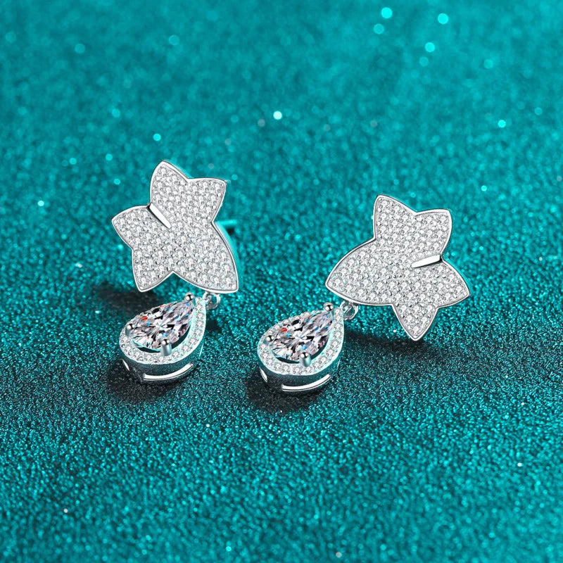 JoyceJelly Water Drop Shaped 5*8mm 1 Carat Moissanite Diamond Earrings For Women Real S925 Sterling Silver Wedding Fine Jewelry