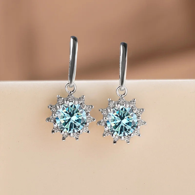 JoyceJelly 1CT Moissanite Drop Earrings For Women Green Blue Pink Color 100% S925 Sterling Silver White Gold Plated Fine Jewelry