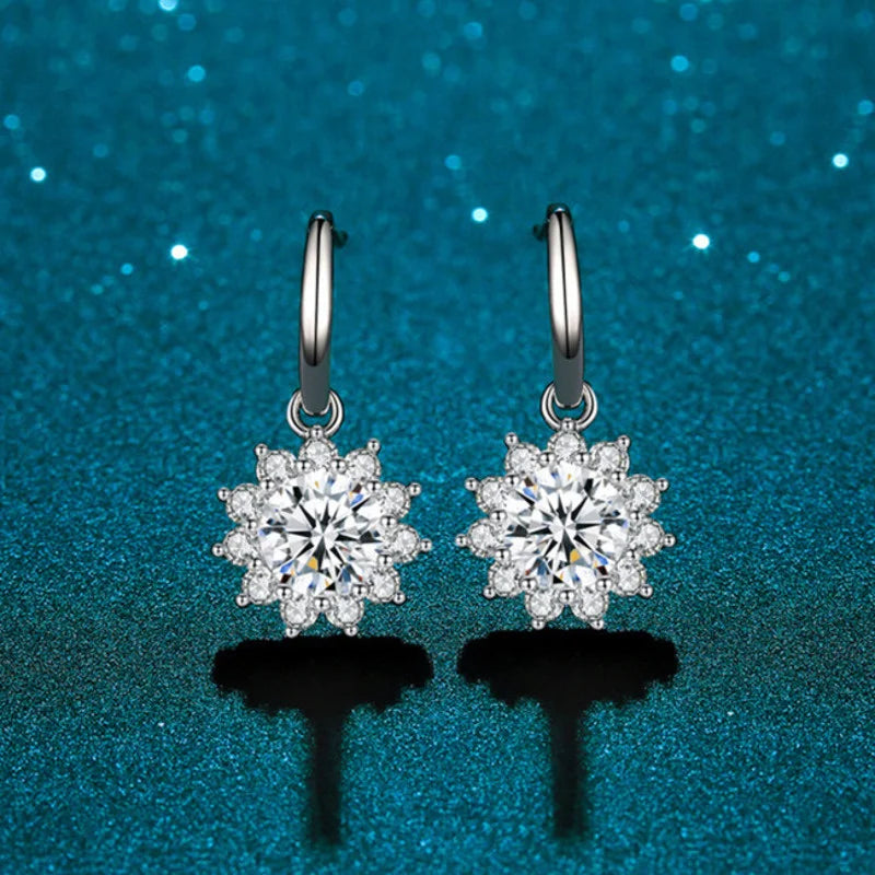 JoyceJelly 1CT Moissanite Drop Earrings For Women Green Blue Pink Color 100% S925 Sterling Silver White Gold Plated Fine Jewelry