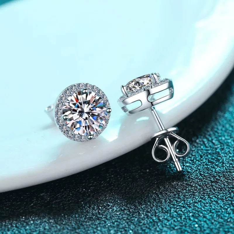 JoyceJelly D Color Moissanite Earring S925 Sterling Sliver Plated with 18k White Gold Earring for Women Sparkling Fine Jewelry