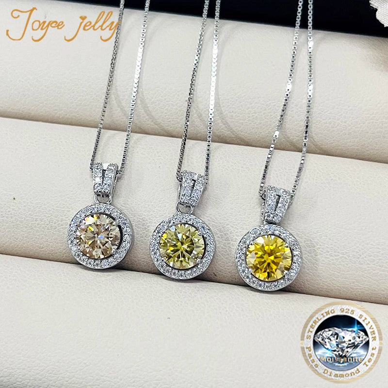 JoyceJelly 18 Color Choice 1CT VVS Moissanite Pendant Necklace 925 Sterling Silver Jewelry For Women Promise Pass Diamond Tester