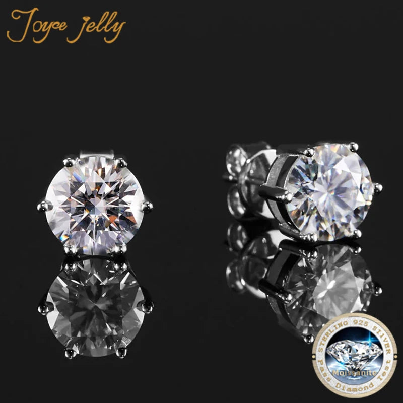 JoyceJelly 925 STERLING SILVER ROUND CUT MOISSANITE EARRIN D Color VVS  moissanite diamond fine Jewelry wedding party gifts