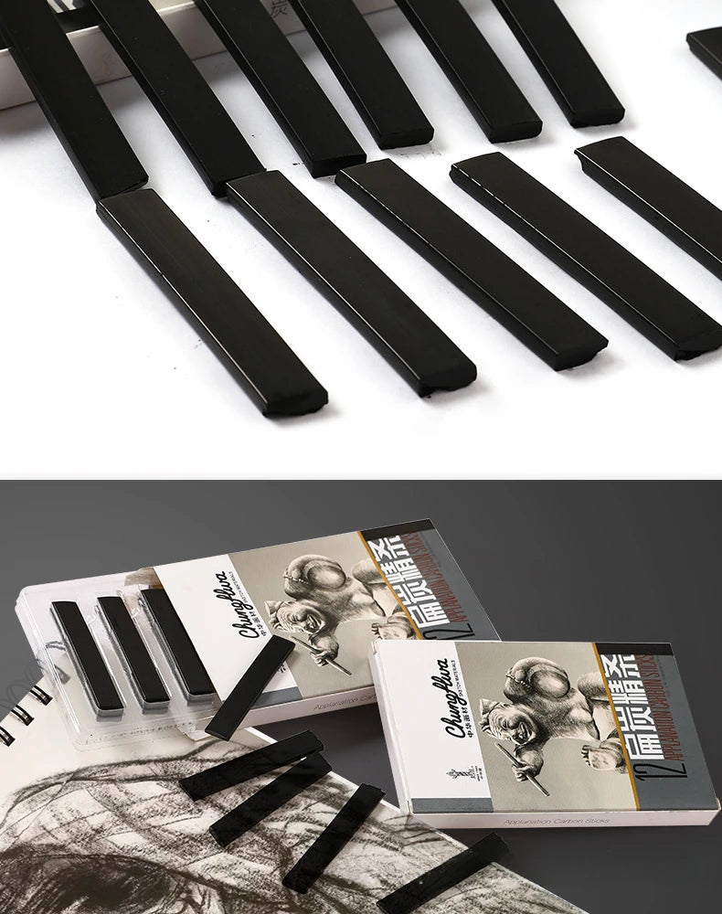 24pcs/lot Chinese Flat Charcoal Bar Set Sketching Drawing Charcoal Bar ultra-thick Painting Pen Processing Art Charcoal Art Kit