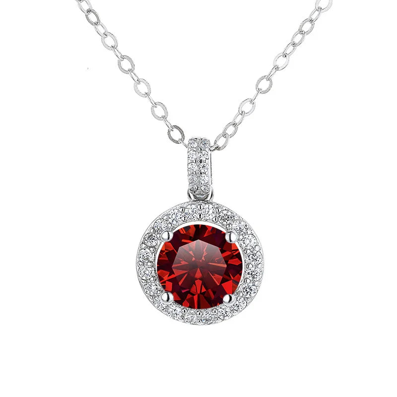 JoyceJelly S925 Sterling Silver 1/2/3/4/5/10 Carat D COLOR Moissanite Diamond Necklace Women's Round Pendant Chain For Wedding