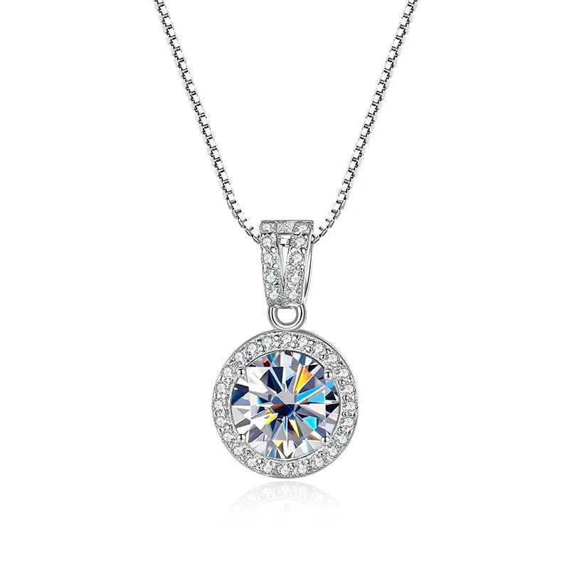 JoyceJelly 18 Color Choice 1CT VVS Moissanite Pendant Necklace 925 Sterling Silver Jewelry For Women Promise Pass Diamond Tester