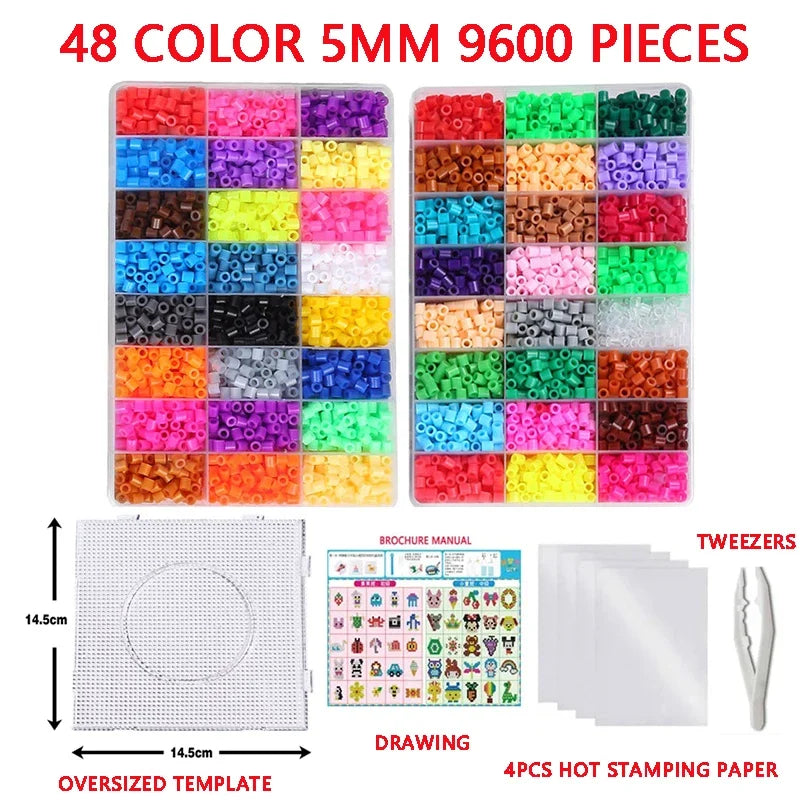 72Colors 5mm /2.6mm Set Melting Beads Pixel Art Puzzle Hama Beads Diy 3D Puzzles Handmade Gift Fuse Beads Kit Iron Toy