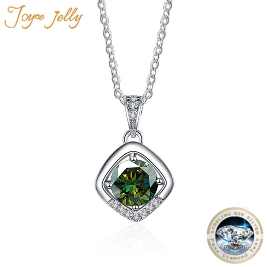 JoyceJelly 1ct VVS D Colored Moissanite Diamond Necklace For Women Silver 925 Jewelry Female Simple Temperament Clavicle Chain