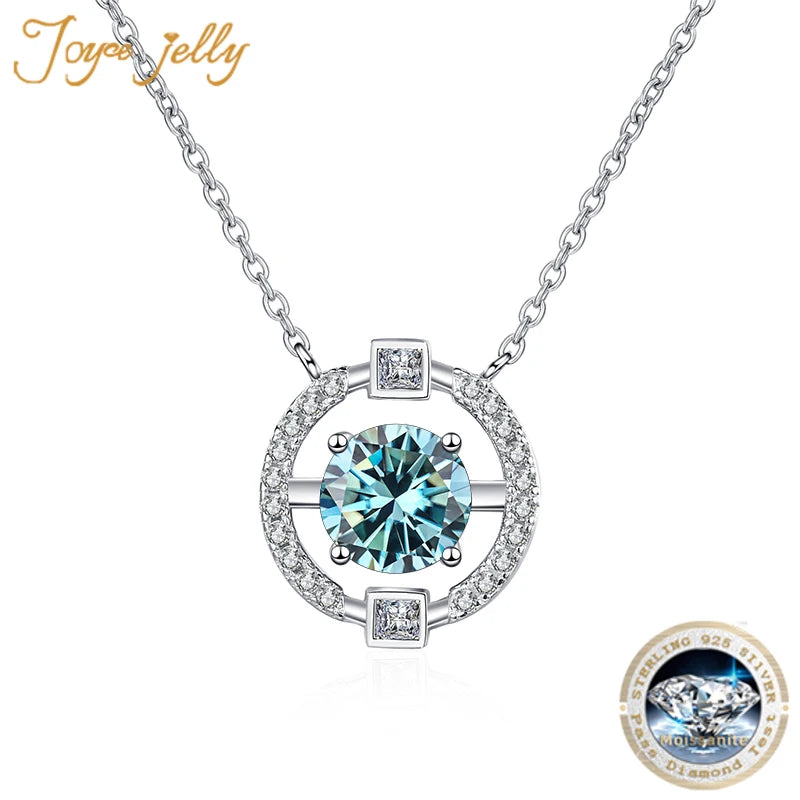 JoyceJelly 925 Sterling Silver 1ct/2ct Moissanite Necklace Women's PT950 Gold Plated Pendant Valentine's Day Gift Clavicle Chain