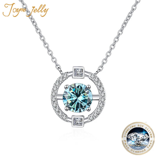 JoyceJelly 925 Sterling Silver 1ct/2ct Moissanite Necklace Women's PT950 Gold Plated Pendant Valentine's Day Gift Clavicle Chain