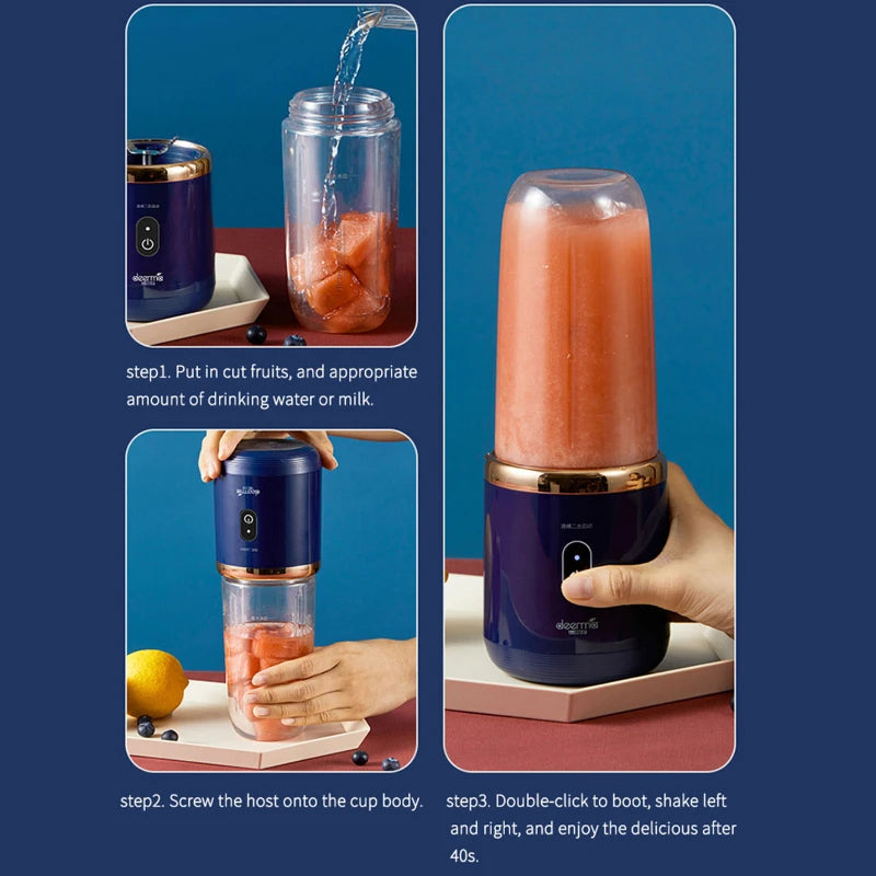 Portable Juicer Blender 400ml Electric Fruit Juicer USB Charging Lemon Orange Fruit Juicing Cup Smoothie Blender Machine