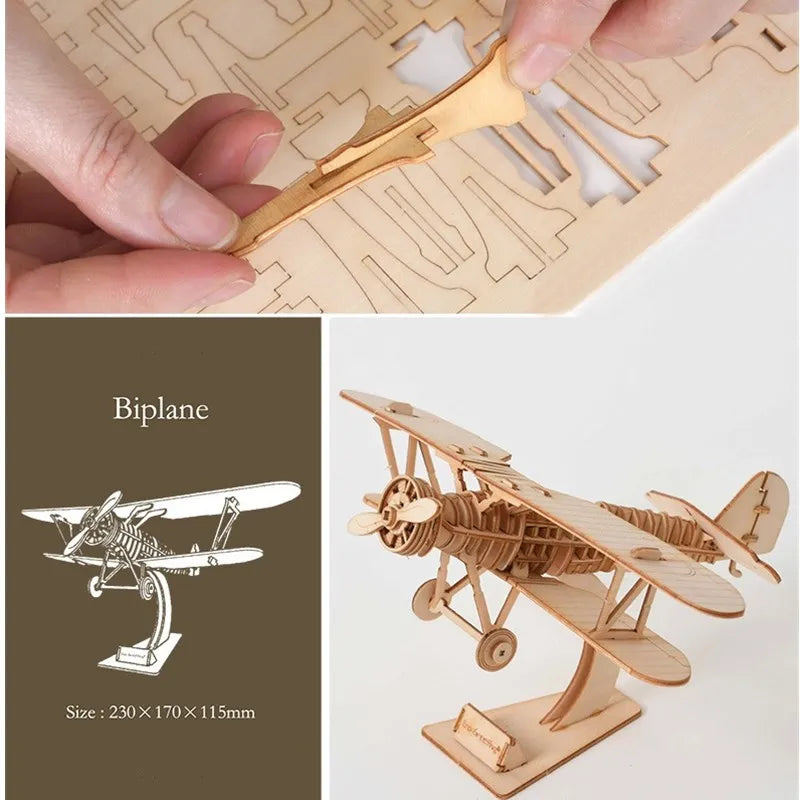 Laser Cutting DIY Sailing Ship Train Airplane Toys 3D Wooden Puzzle Toy Assembly Model Kits Desk Decoration for Children Kids