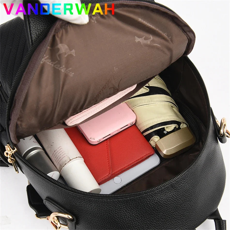 Designer Multifunctional Backpacks Women Fashion Anti theft Leather Travel Backpack Large Capacity School Bags for Teenage Girls