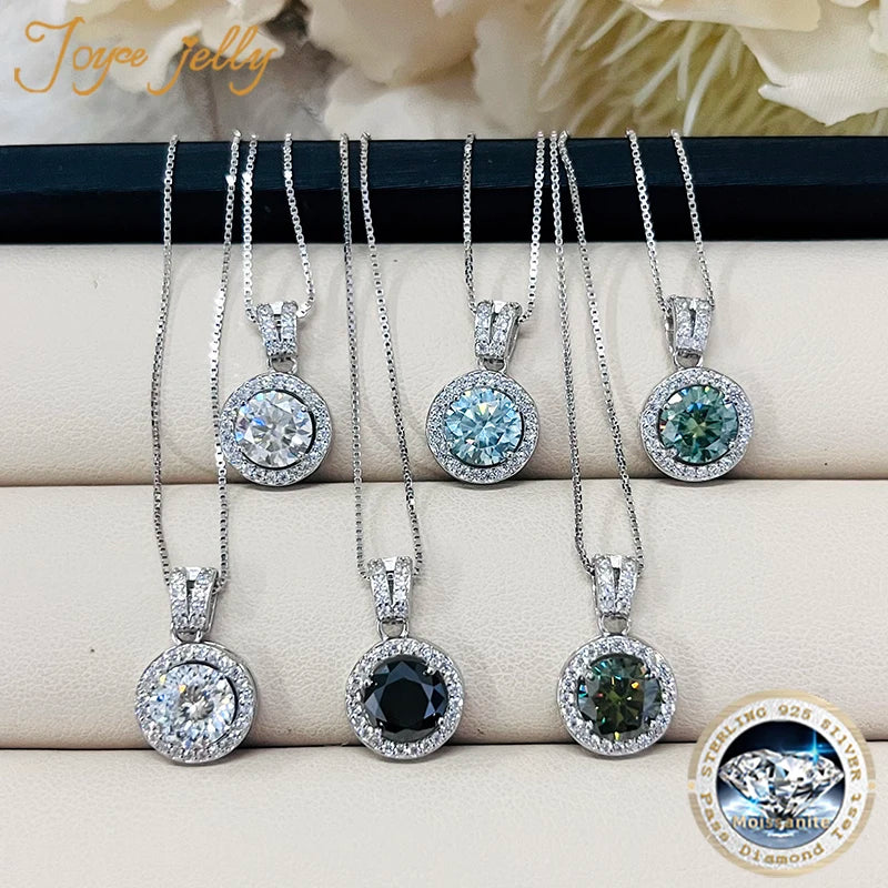 JoyceJelly 18 Color Choice 1CT VVS Moissanite Pendant Necklace 925 Sterling Silver Jewelry For Women Promise Pass Diamond Tester