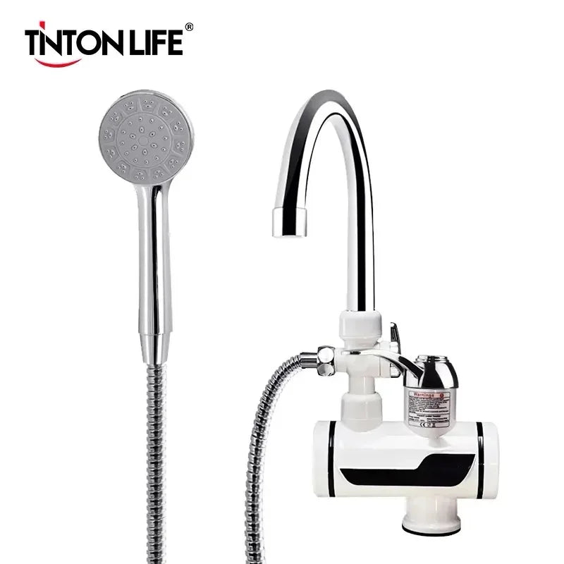 TINTON LIFE Instant Electric Water Heater LED Light Eu Plug Kitchen And Bathroom Instant Use With Shower Electric Faucet